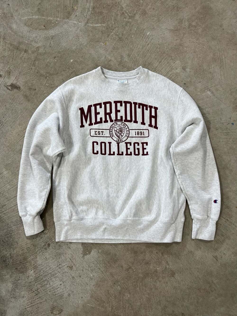 Vintage 90s Champion Reverse Weave Meredith College Sweatshirt Gray Large USA